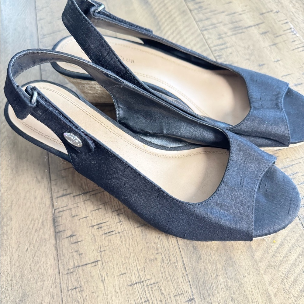 Charter Club Black Slingback Sandals Peep-Toe